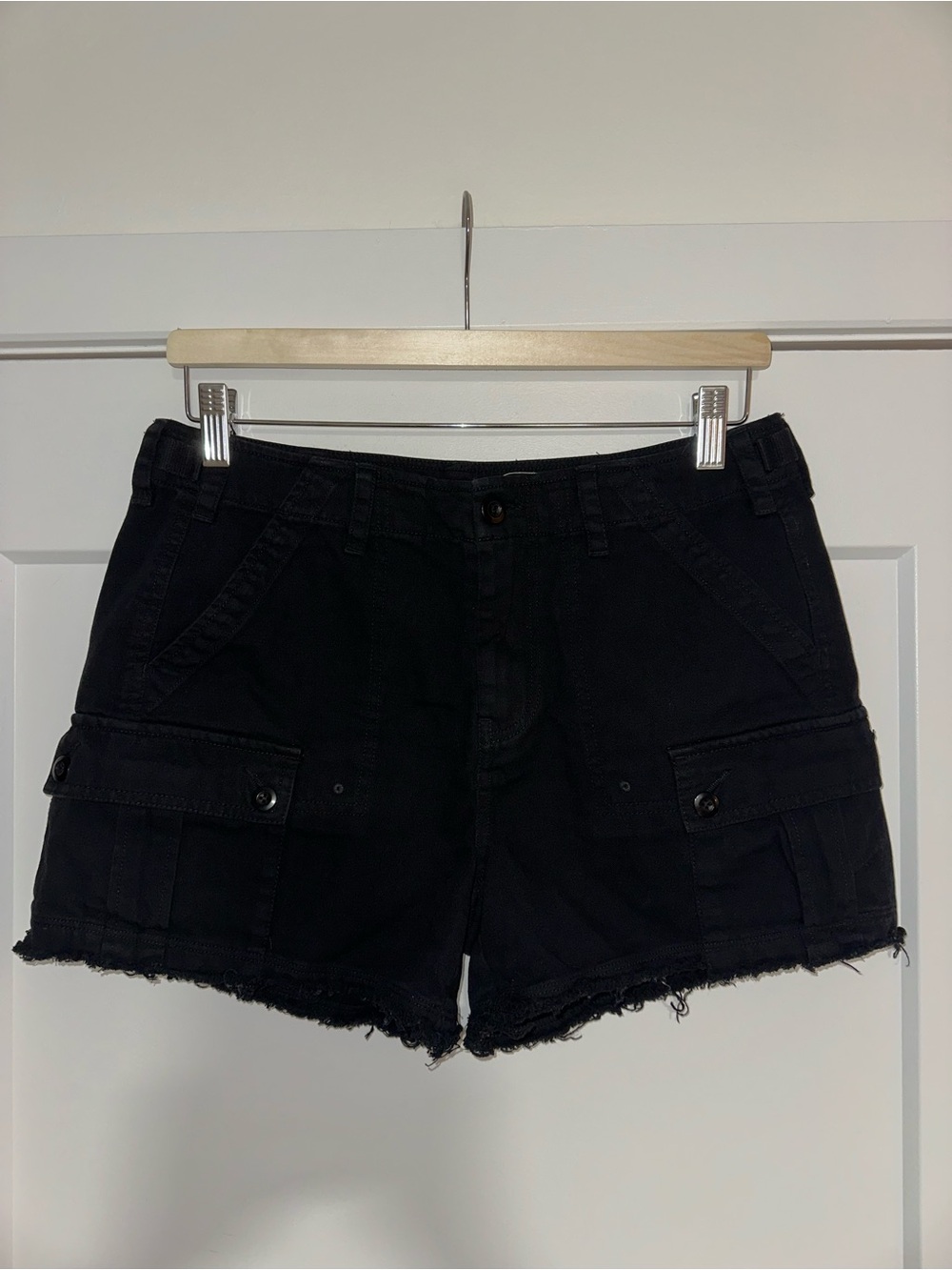 Lucky Brand Black Raw Hem Cargo Shorts Size 27 NWOT